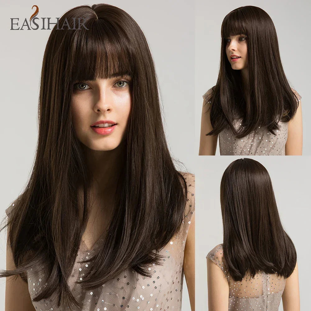 Long Straight Bangs Synthetic Hair Wig