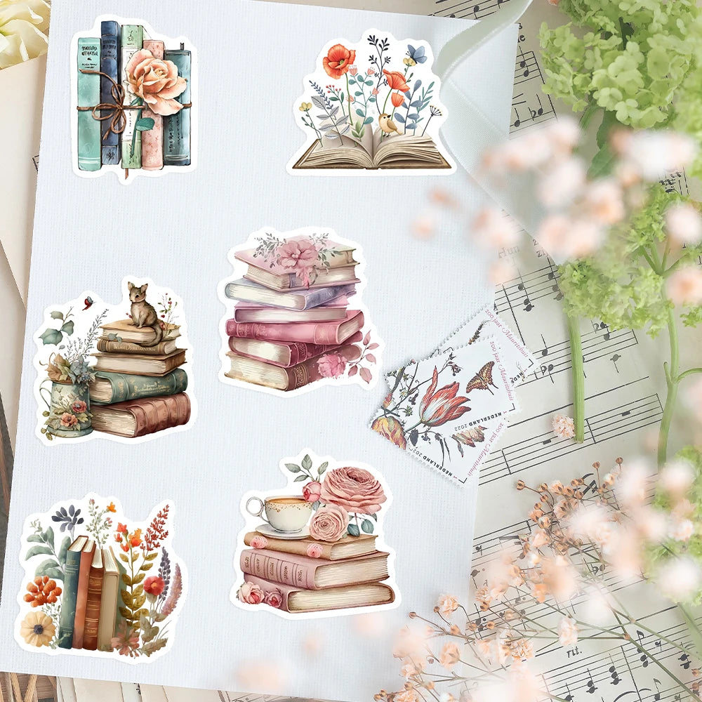 Watercolor Book with Flower Aesthetic Stickers Waterproof