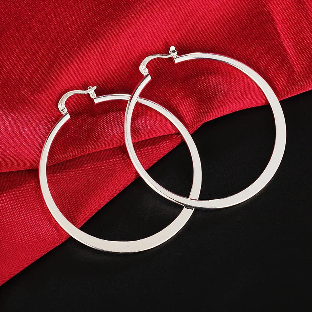 925 Sterling Silver Round Circle Hoop Earrings