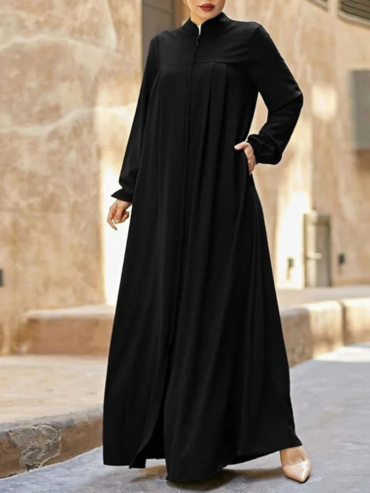 Muslim small stand-up collar Abaya