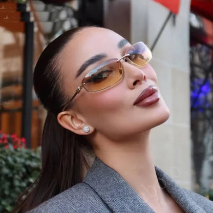 Oval Frameless High Quality Luxury Y2k Rimless Glasses