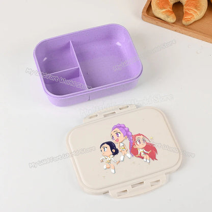 KPOP Demon Hunters Lunch Box Cute Mira Zoey Jinu Portable Plastic Bento Box