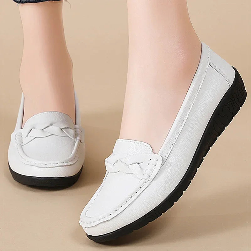 Soft Leather Loafer Flats Slip Shoes