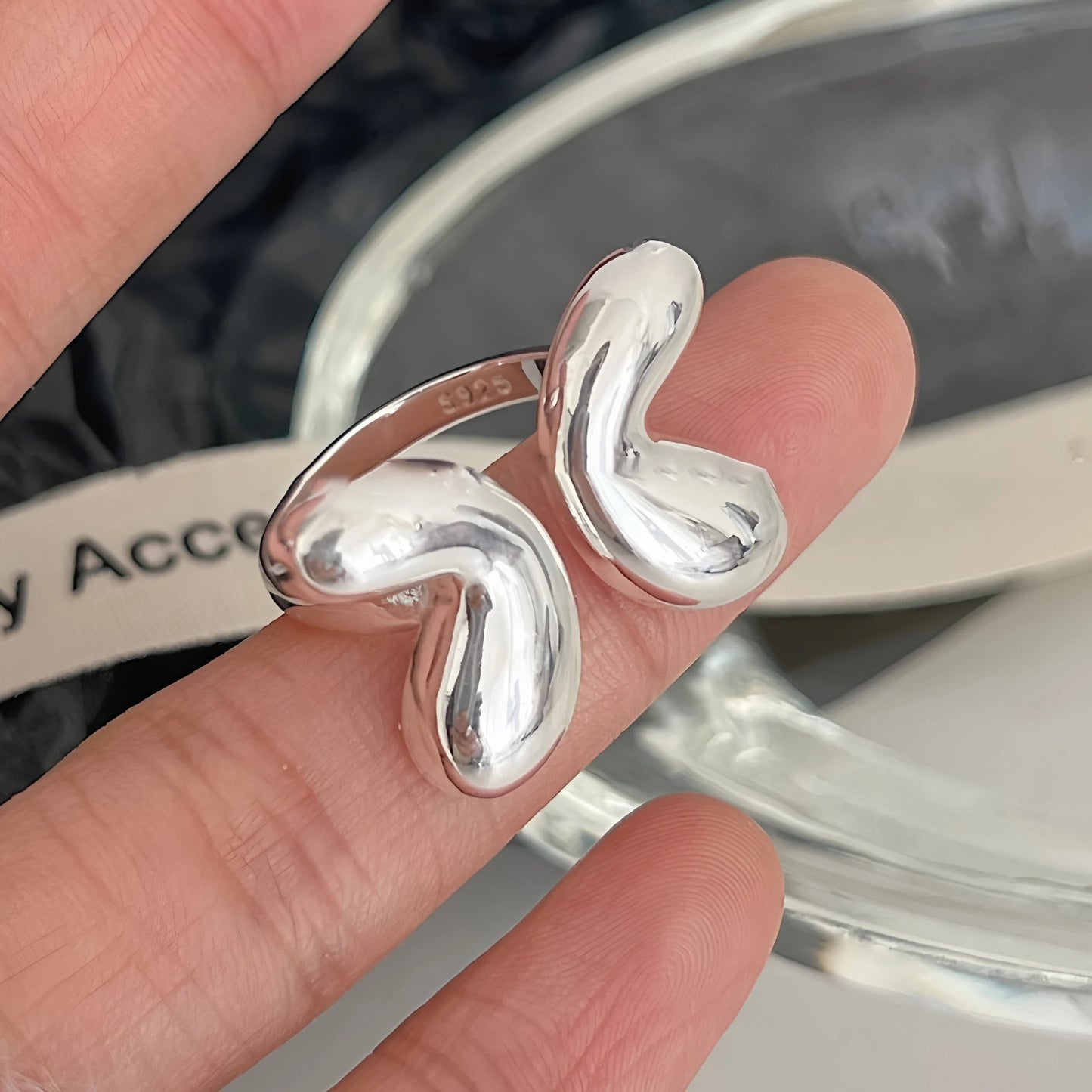 925 Sterling Silver Geometry Crystal Ring