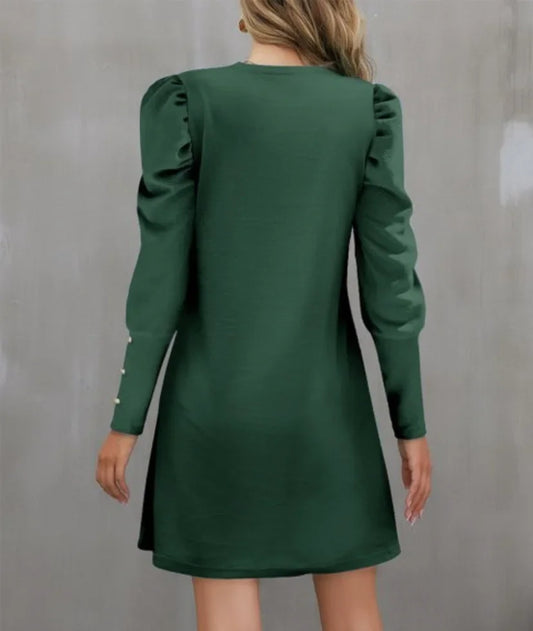 Round Neck Bubble Sleeve Dress