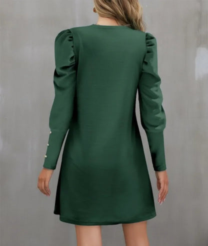 Round Neck Bubble Sleeve Long Sleeve Dress