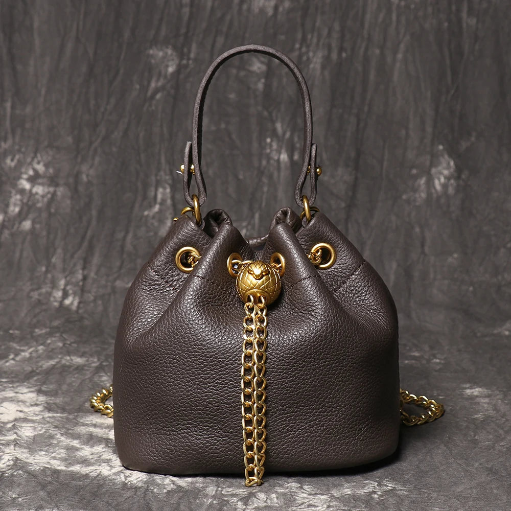 Genuine Leather Chain Crossbody Bag