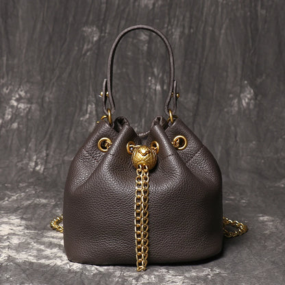Genuine Leather Chain Crossbody Bag