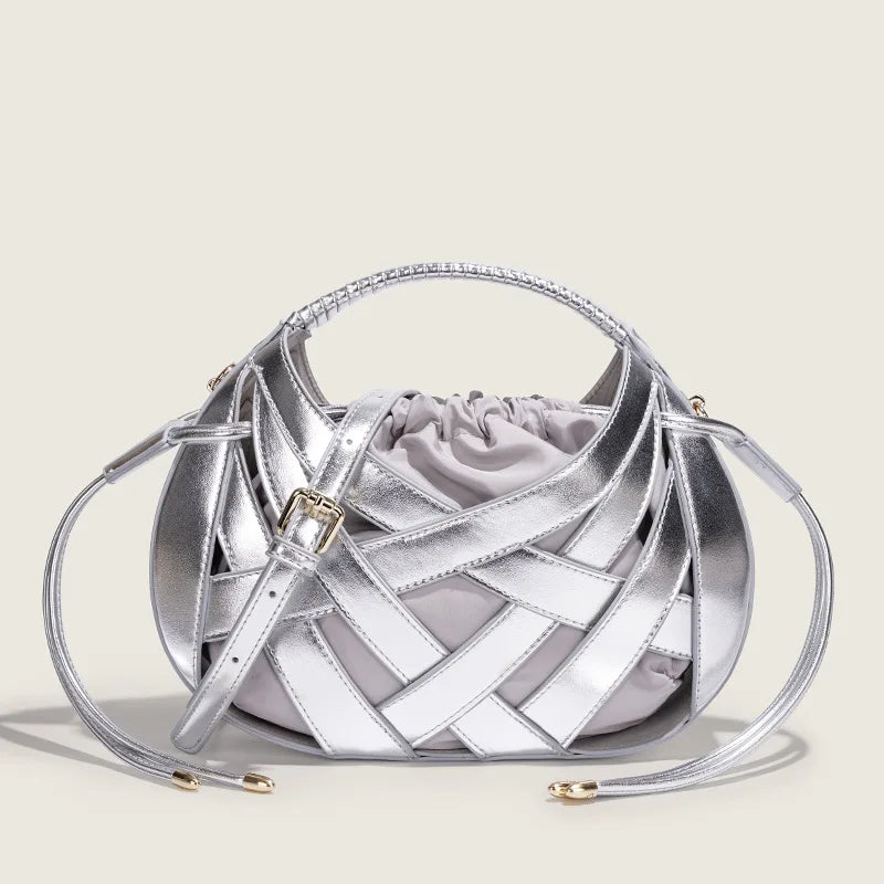 Woven Hollow Handbags Luxury Shoulder Messenger Small Totes Tassel Bag