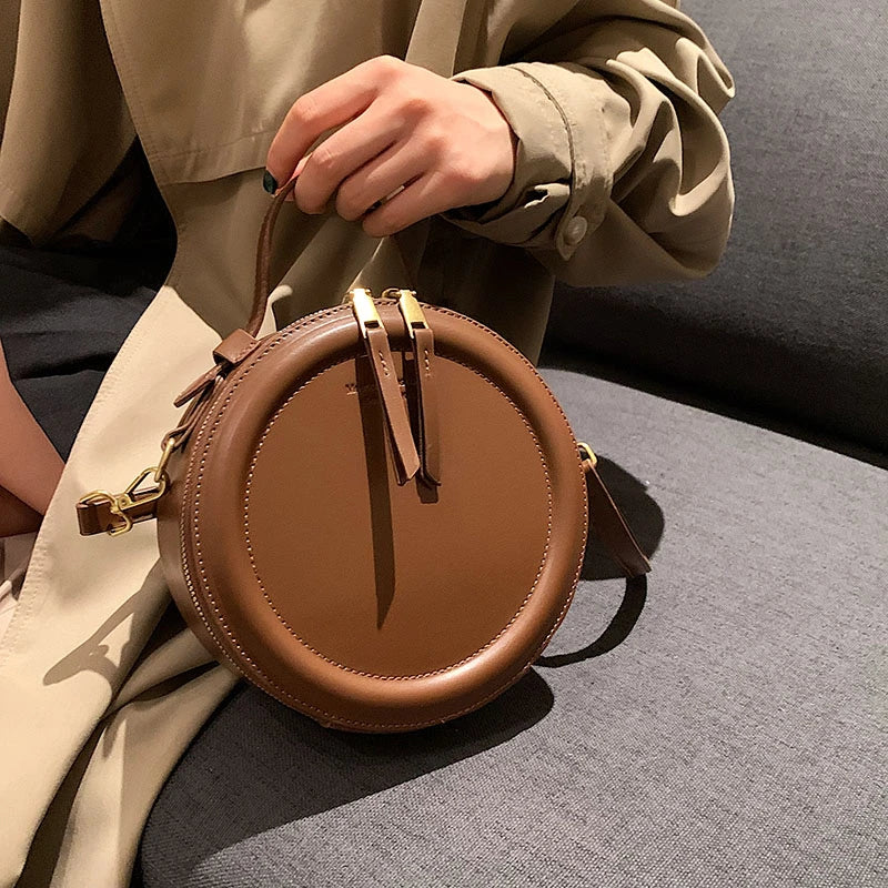Crossbody Round Small Handbag Leather Shoulder Bag