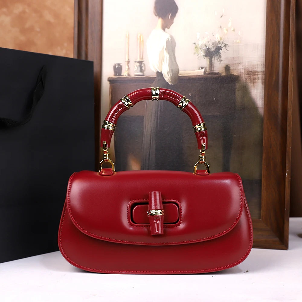 Bamboo Hand-Held Saddle Crossbody Bag