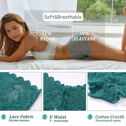 Sexy Lace Panties Floral Leaves Transparent Lingerie