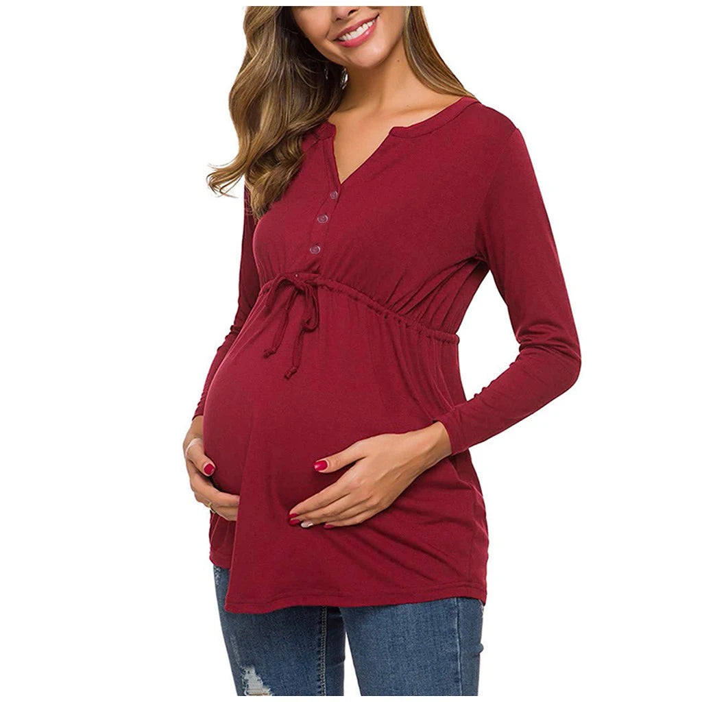 Maternity Long Sleeve T-shirt For Breastfeeding