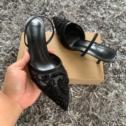 Mesh Slingback High Heels Shoes