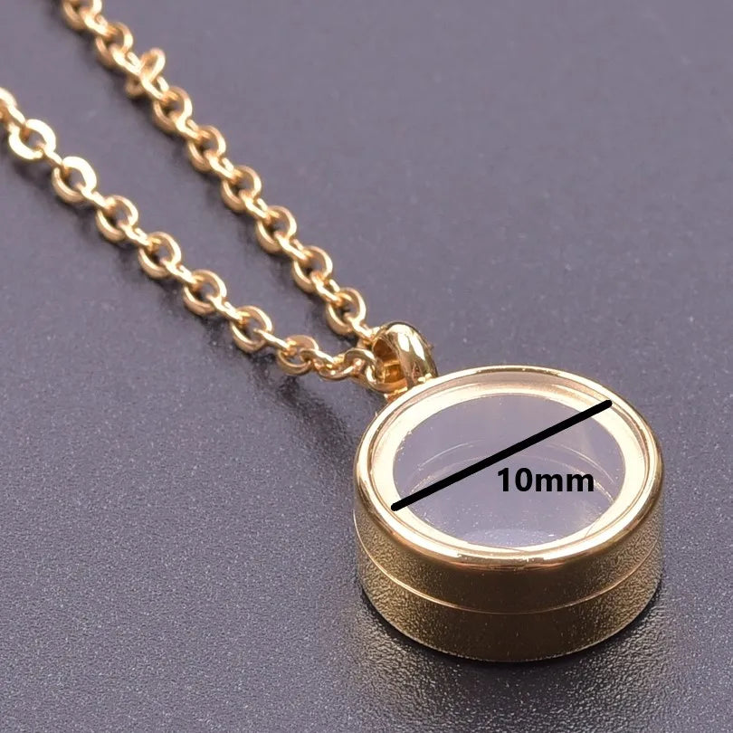 1Pc 10-45mm Round Memory Coin Bezel Locket Pendant Necklaces