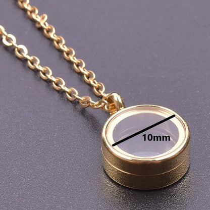 1Pc 10-45mm Round Memory Coin Bezel Locket Pendant Necklaces