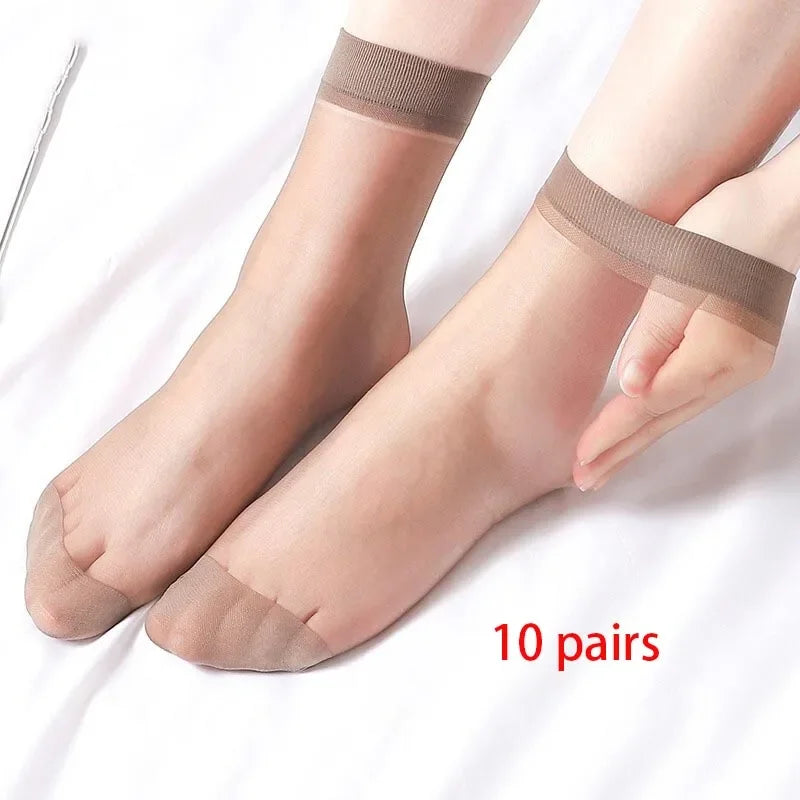 Transparent Thin Crystal Silk Socks