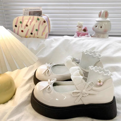 Elegant Bow Princess Glossy Velcro Girls' Casual Shoes