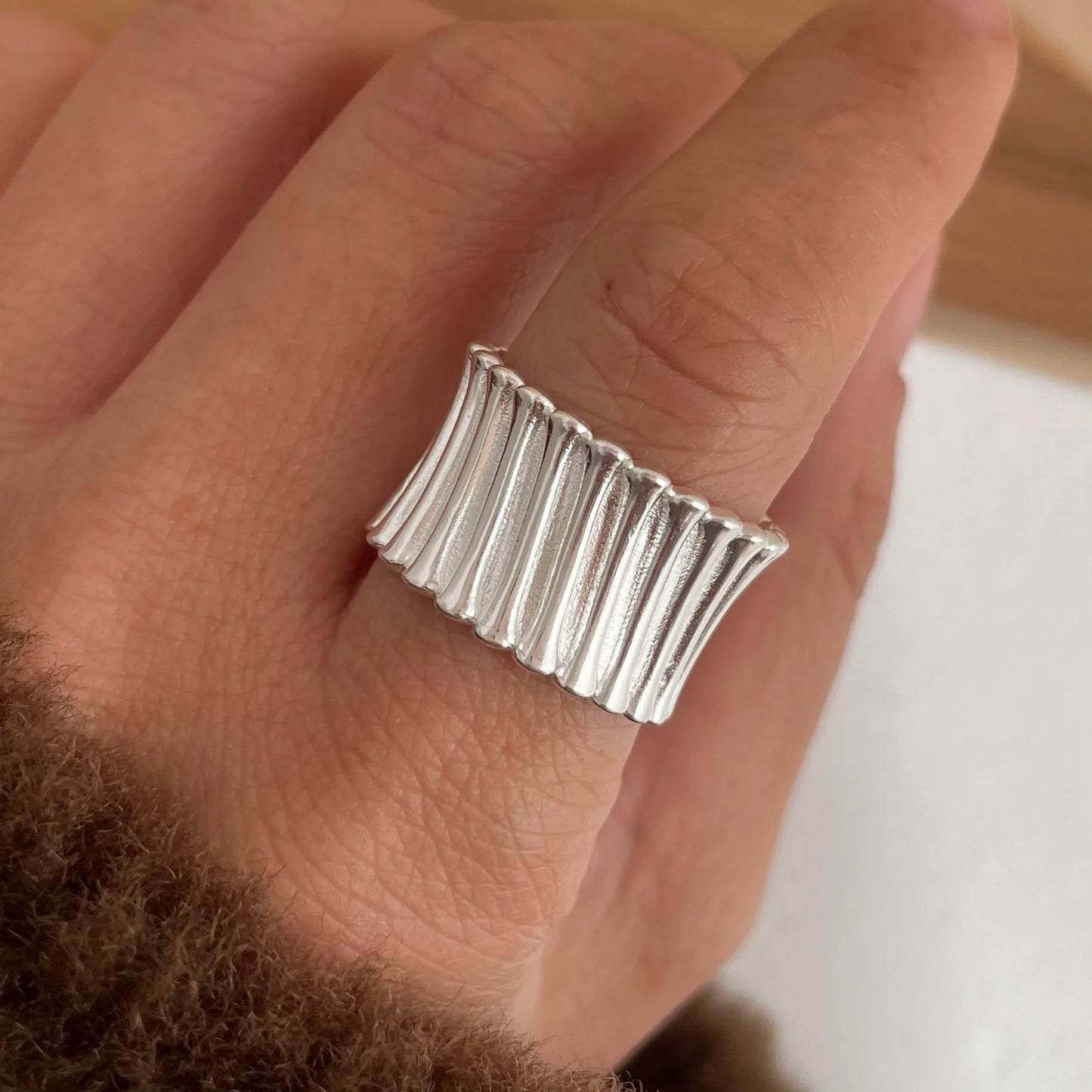 خاتم حفلة بسيط من الفضة الإسترلينية 925 مصنوع يدويًا