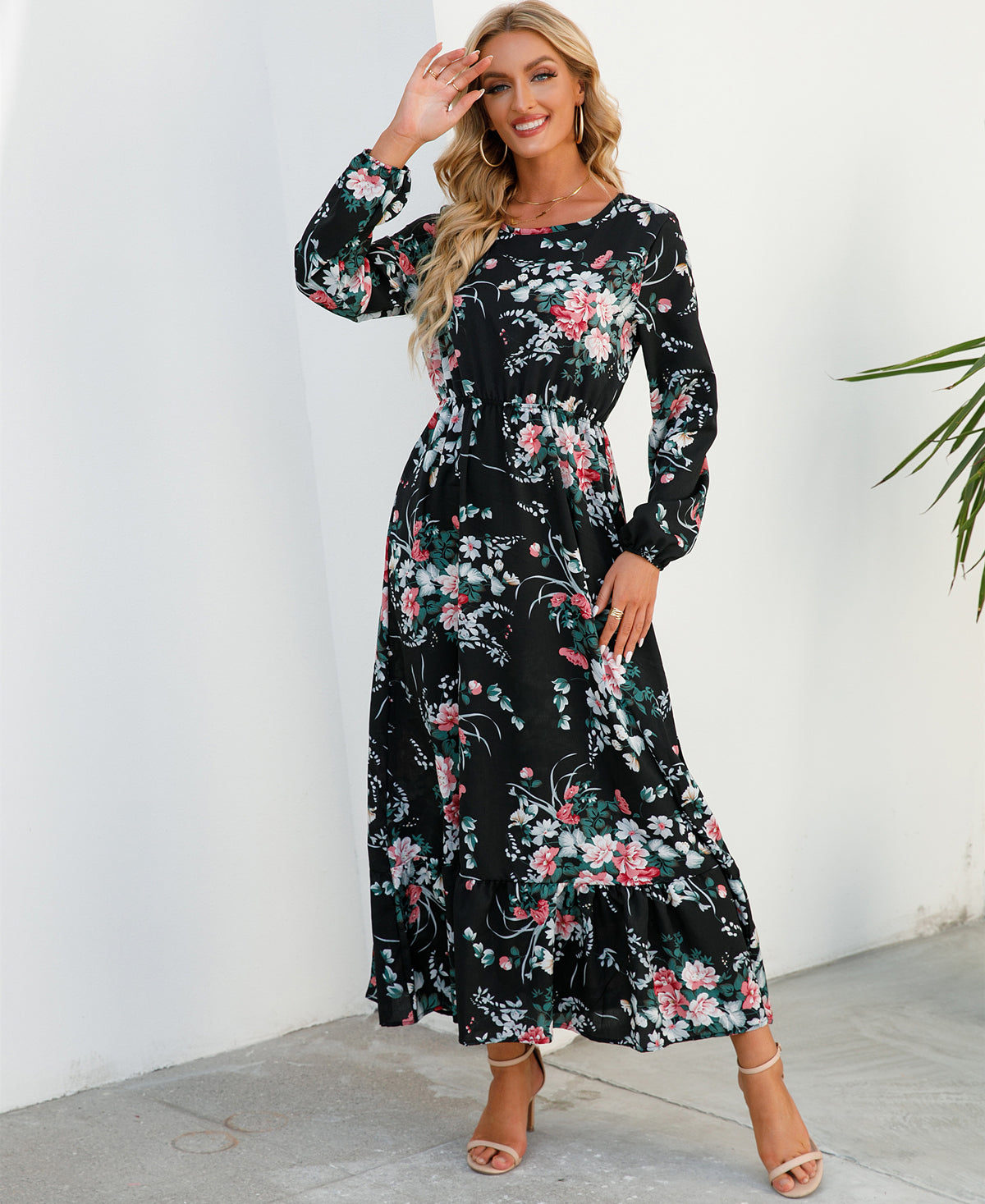 Maxi Bohemian Full Sleeve High Waist Chiffon Long Dress