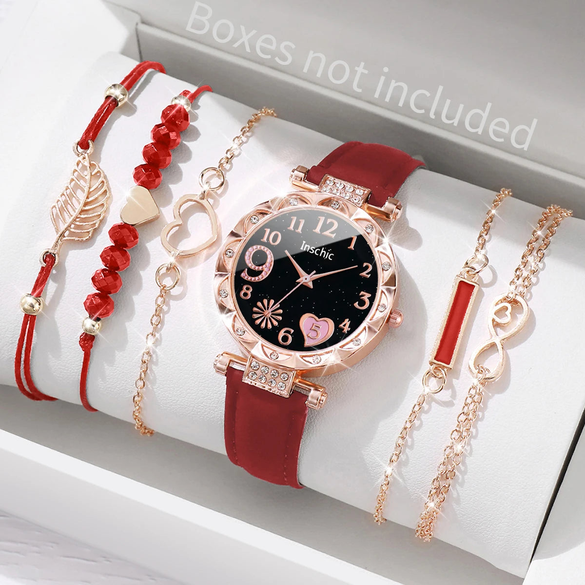 6PCS/Set Heart Dial Watch Set