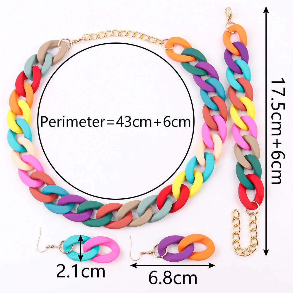 Fish Sheep Acrylic Chunky Chain Choker Necklace