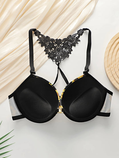 Front buckle chrysanthemum Sexy lingerie