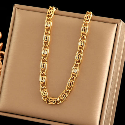 316L Stainless Steel Metal Chain 18K Gold Plated Neck Chain Waterproof Necklace