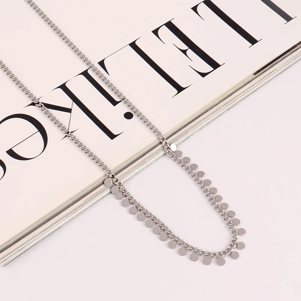 316L Stainless Steel Round Tassel Pendant Necklace