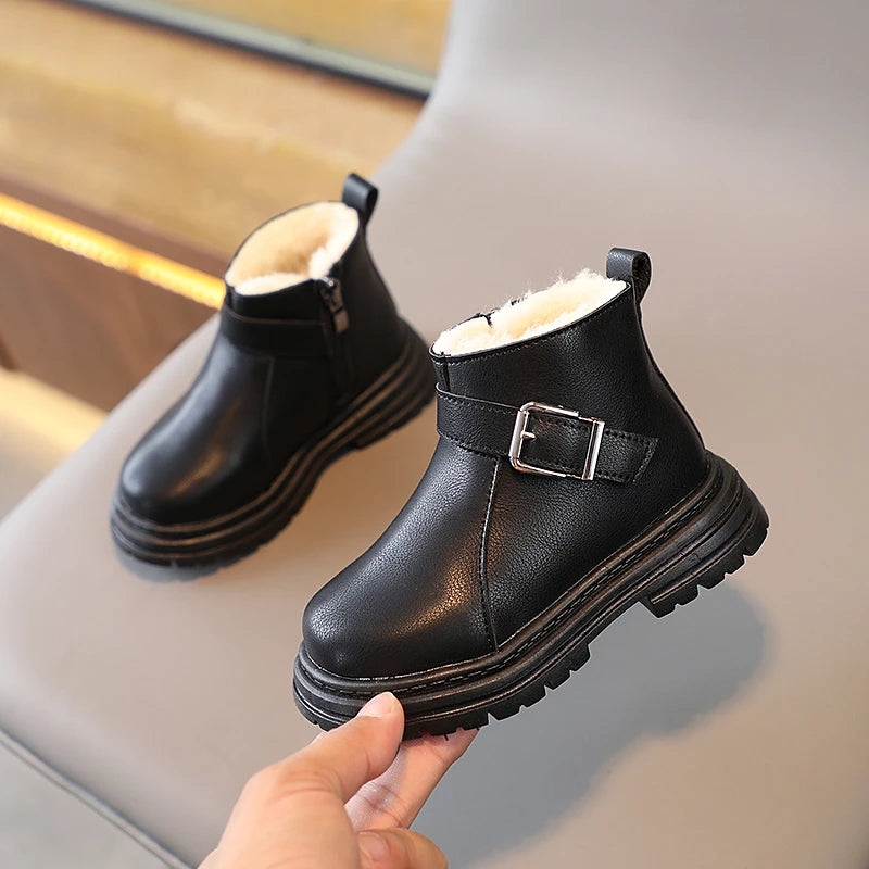 Winter Buckle Fluffy Platform Toddler Short Boot