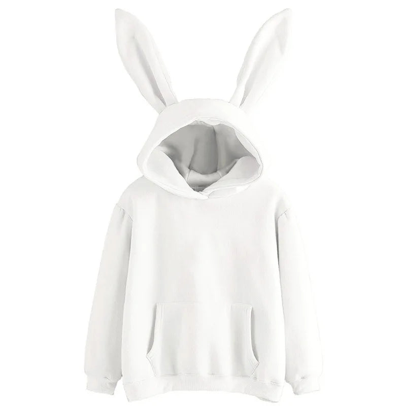 Hooded rabbit hoodie loose casual top coat