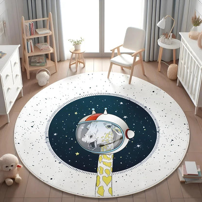 Planets Astronauts Playmat Round Rug  Living Room Decor Sofa Rug