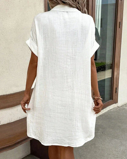 Three Quater Sleeve Cotton Linen Dress