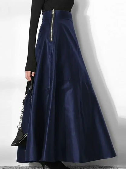 Leather Maxi Long High Waist Skirt