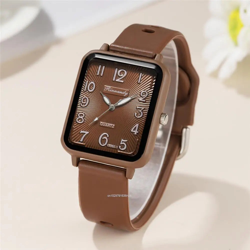 Rectangle Digital Quartz Silicone Strap Watch