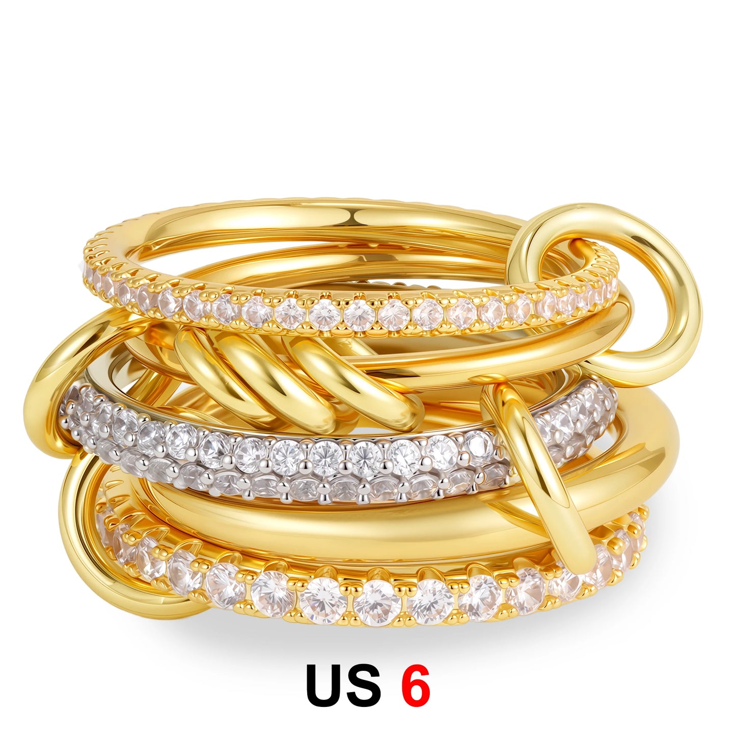 DANA Zirconia Gold Plated Rings Set