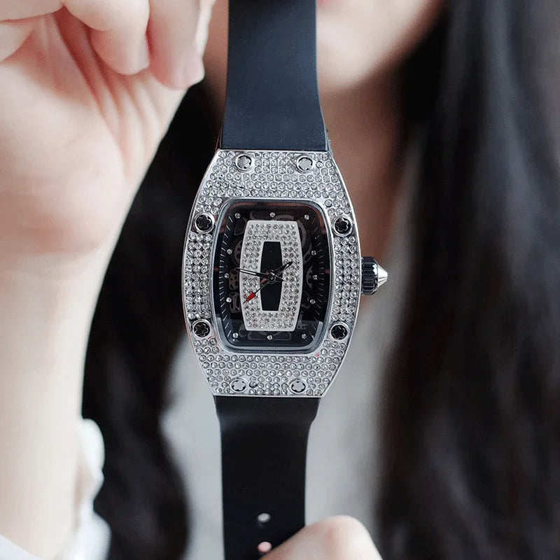 Luxury Silicone Sports Quartz Diamond Wristwatch