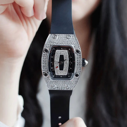 Luxury Silicone Sports Quartz Diamond Wristwatch