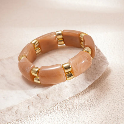 Vintage Smudging Beige Coffee Acrylic Cuff Wide Resin Bracelet