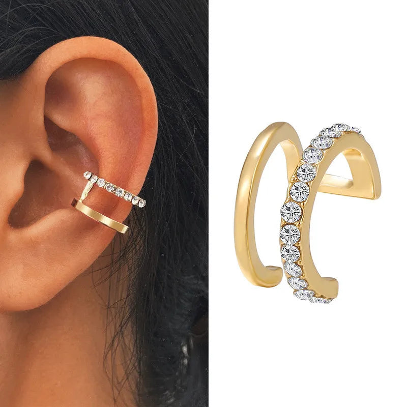 Bohemian Piercing Crystal Rhinestone Ear Cuff Wrap Earrings