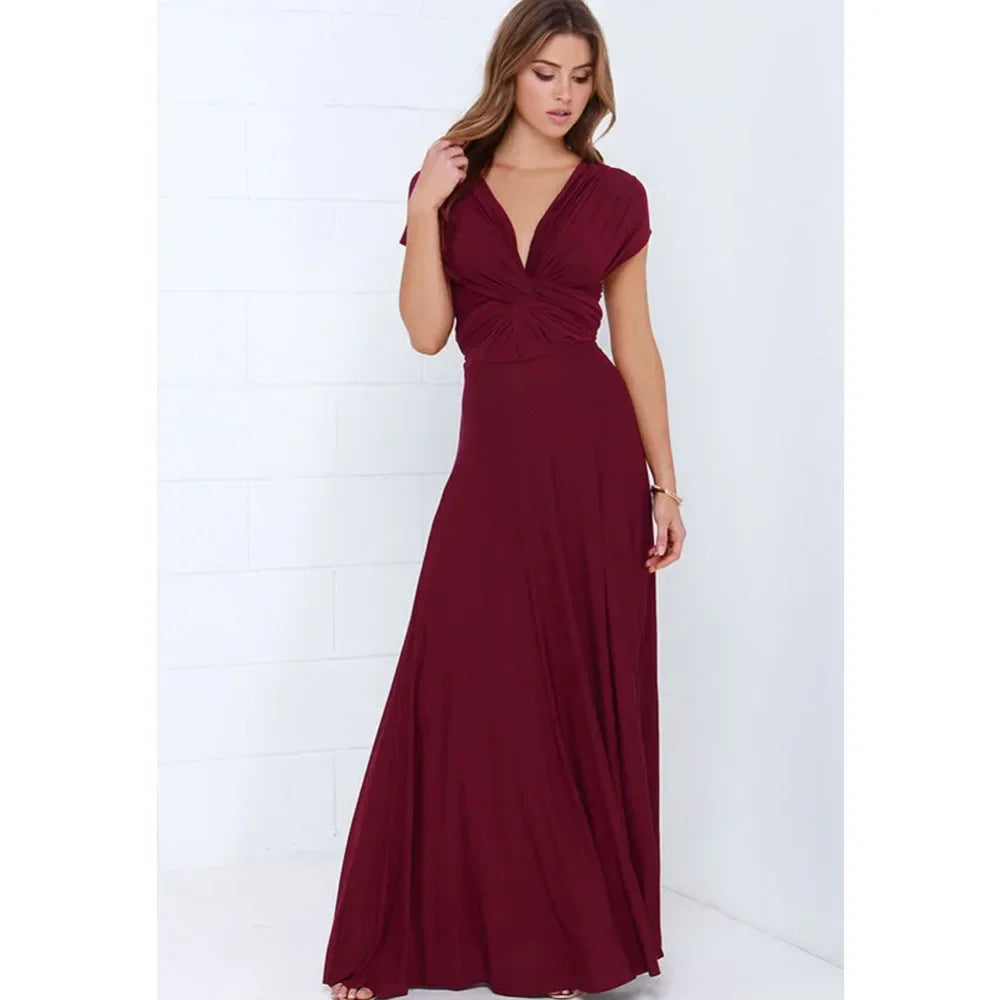 Multi-worn V-neck Vestidos De Fiesta Long Sexy Maxi Dress