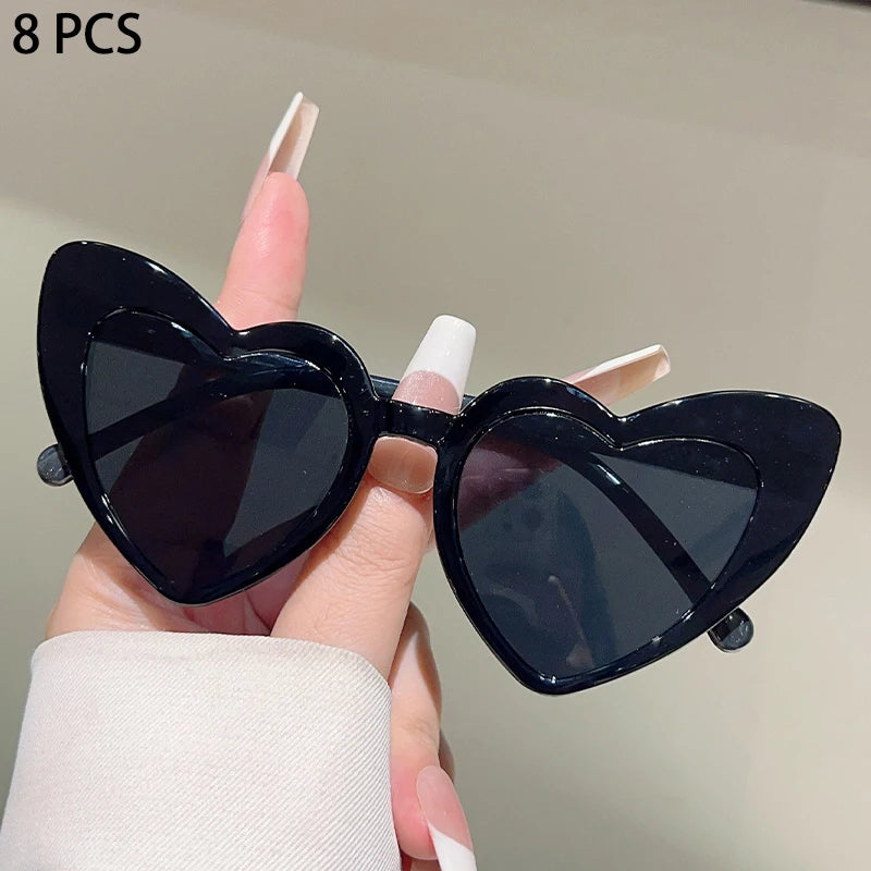 8 Pcs Per Set Cute Heart Shaped Sunglasses