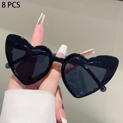 8 Pcs Per Set Cute Heart Shaped Sunglasses