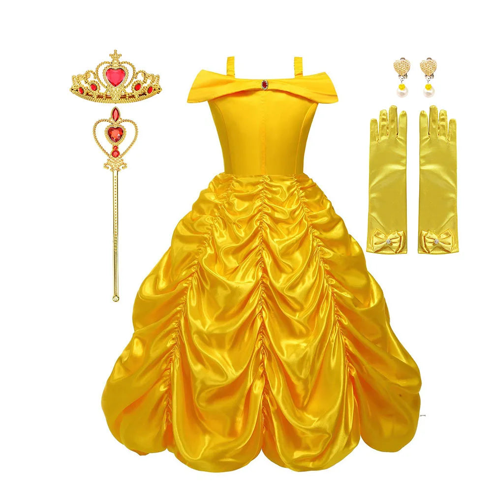 Off Shoulder Yellow Princess Costume Cosplay Dress