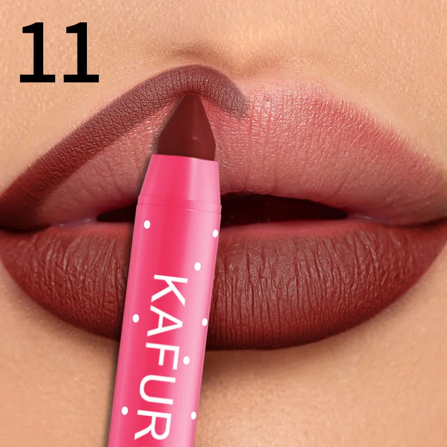 15 Colors Lipstick Pencil Waterproof Sexy Red Matte Contour Tint Lipstick