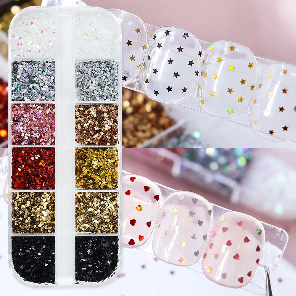 12Grids Mixed Mini Christmas Gems Nail Charms