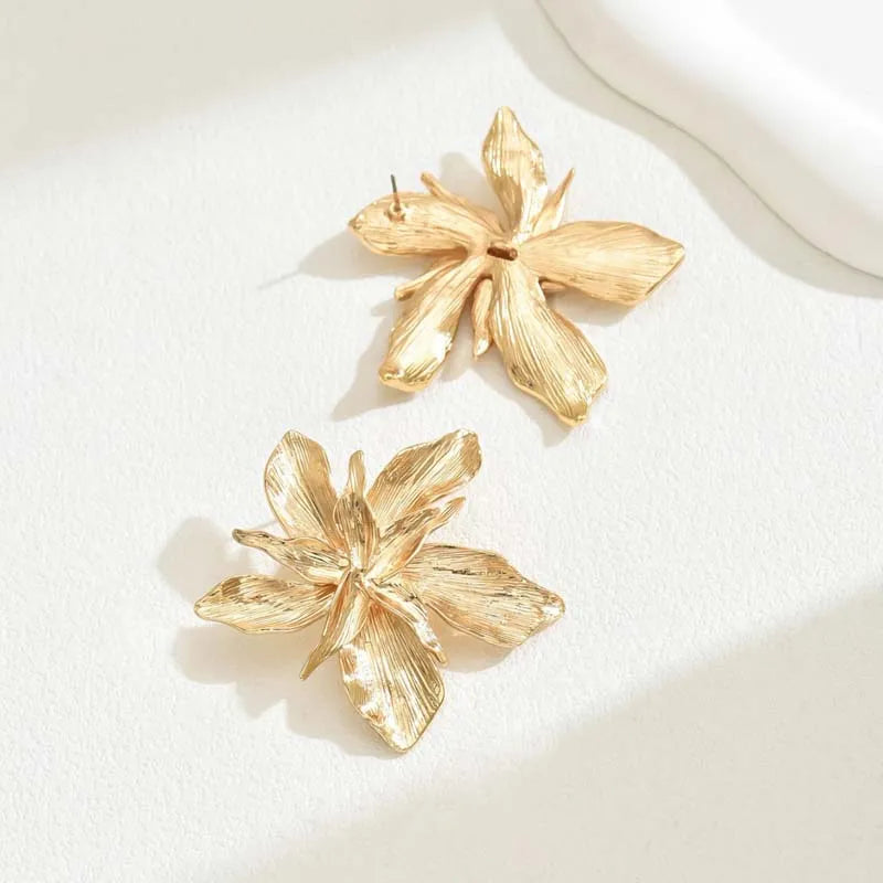 DANA Metal Gold Color Flower Big Earrings