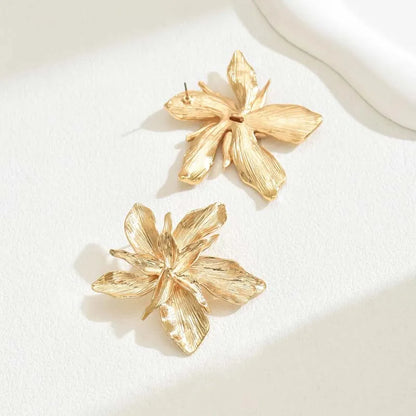 DANA Metal Gold Color Flower Big Earrings