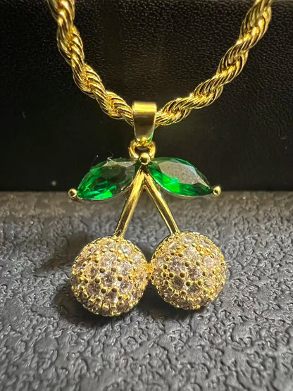 18K Gold Rope Chain Heart Pendant Necklace