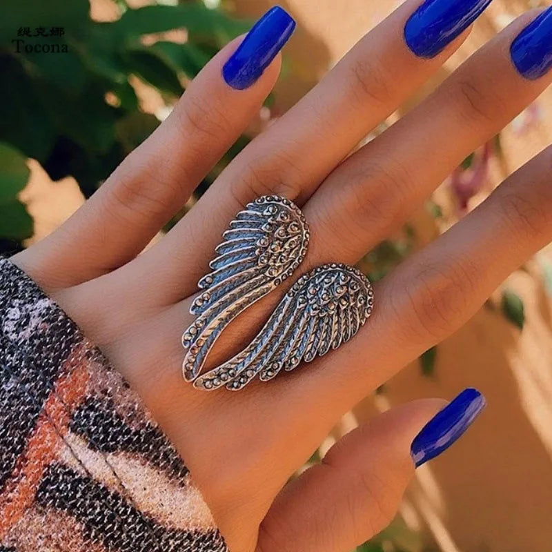 Alloy Angel Wings Ring Opening Adjustable Animal Love Ring